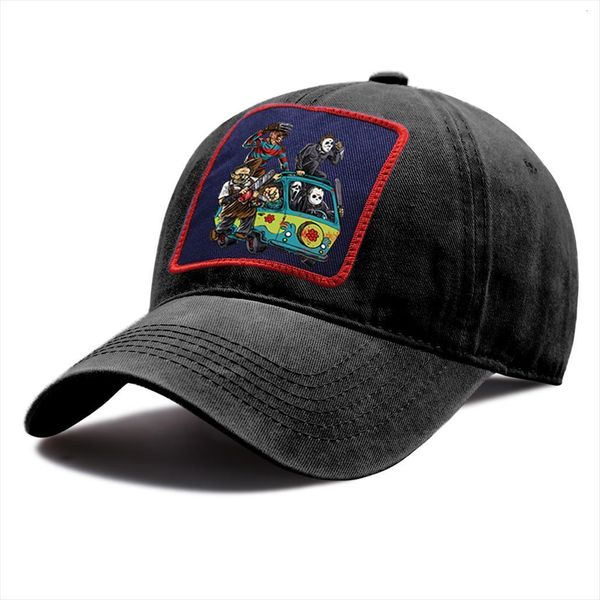 

horror movie character saw printed baseball cap women snapback hat men outdoor washed hats vintage mens, Blue;gray