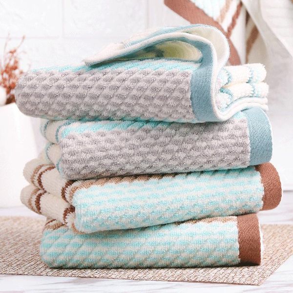 

towel [2pcs] face wash men and women diary soft stripe color stretch absorbent cotton honeycomb satin high-end fabric wedding