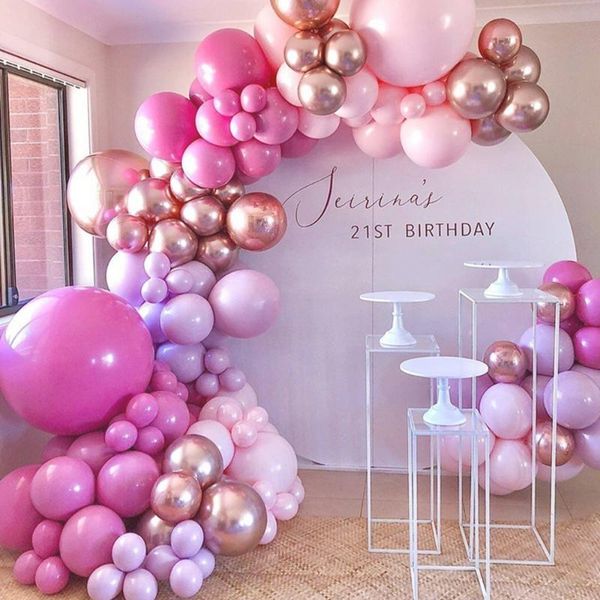 

party decoration 126 pcs high grade latex balloons pink and rose gold combination balloon birthday wedding globos wholesale