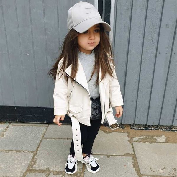 Giacca per bambini Autunno Inverno Bambino Bambini Cappotto in pelle PU Neonate maschietti Cappotti con maniche corte con cerniera Capispalla Vendita 211204