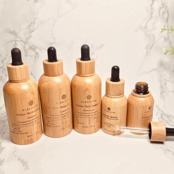 

all bamboo essential oil spray perfume bottles 1oz wooden cream natural luxury cosmetic packaging storage & jars1