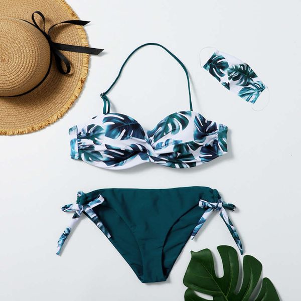 

women's swimwear bikinis three piece bikini with leopard print a0ml, White;black