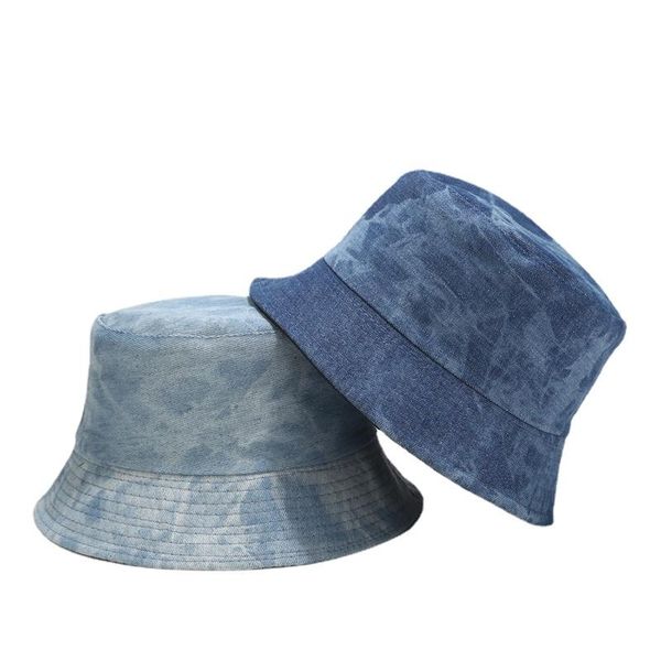

beanies retro tie-dyed fisherman's hat denim double-sided outdoor sunshade bonnet for women bucket beanie