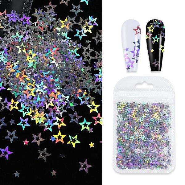 

nail art decorations 2g/bag holographic laser star sequin glitter for design diy decoration charms nails accessories manicure jewelry parts, Silver;gold