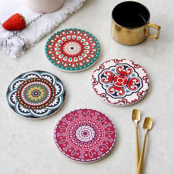

mats & pads non-slip heat insulation ceramic printed adiabatic cup mat bedroom1