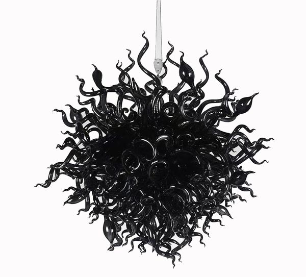 

black blown glass led chandelier, office decoration pendant lamp art