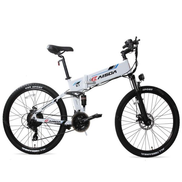 

26 inch electric assisted bicycle 2 wheels electric-bicycles kaisda k1 48v 500w 10.4ah hidden battery electrics mountain bike, Silver;blue