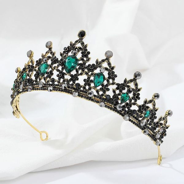 

hair clips & barrettes baroque bronze black green crystal bridal tiaras crown vintage rhinestone diadem for brides headbands wedding accesso, Golden;silver