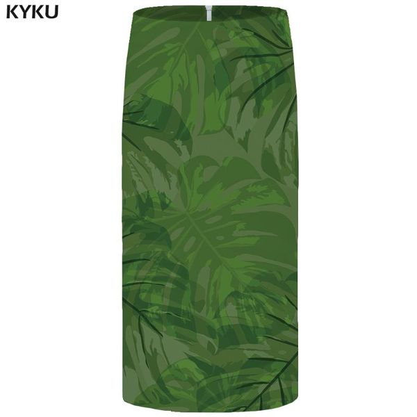 

skirts kyku leaf women green pencil sundresses gothic knitted 3d print skirt party ladies womens casual korean style, Black
