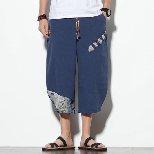 

men harem pants korean style 2021 summer casual mens cotton loose trousers male oversized calf-length 5xl men's, Black