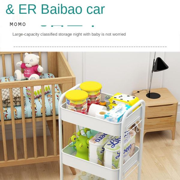 

baby products trolley floor multi-tier movable storage rack household kitchen and bedroom multifunctional bottles & jars