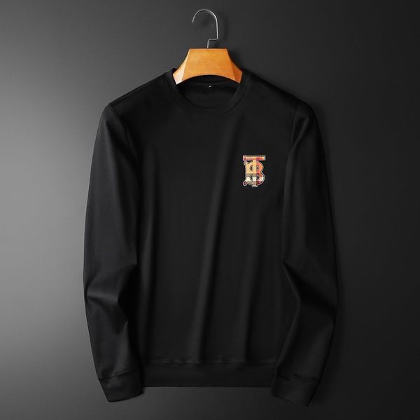 

the fine fleece hoodies 2021 spring men's pullover sweater large round neck long sleeve printed fashion, Black