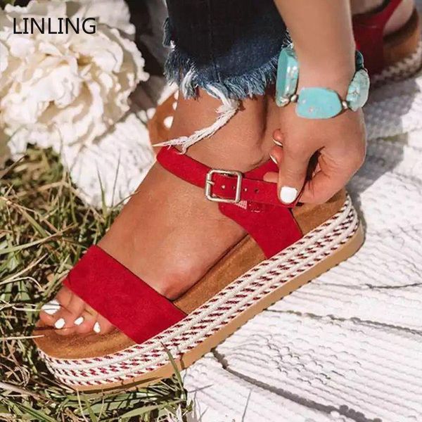 

sandals 2021 women platform female fashion thick bottom wedges ladies casual open toe shoes woman summer sandalias big size, Black