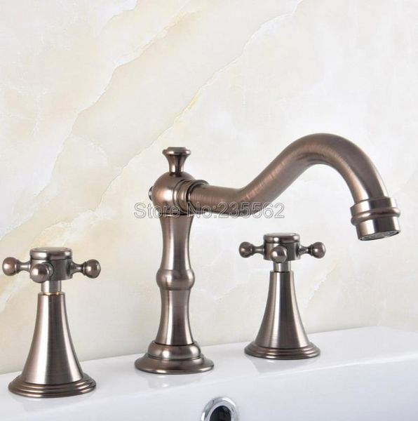

8" widespread brown bronze brass bathroom 3-hole bath tub faucet basin sink mixer taps lnf588 faucets