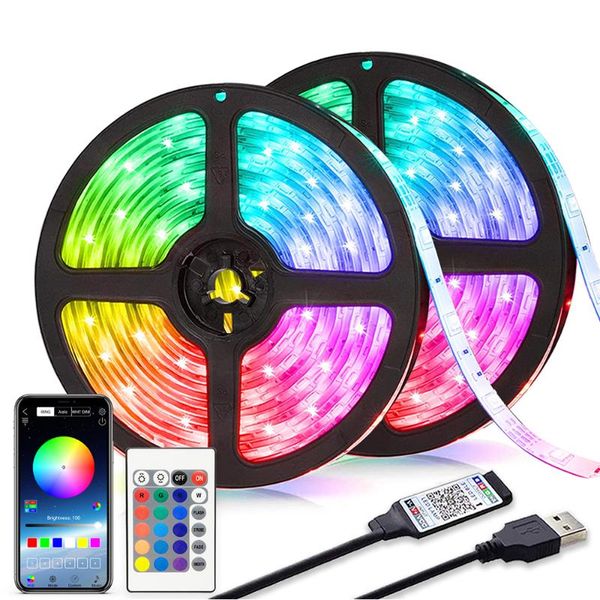 

strips led strip light luces rgb 2835 bluetooth control 5v usb flexible lamp tape for festival fita bedroom tira tv backlight decor luz