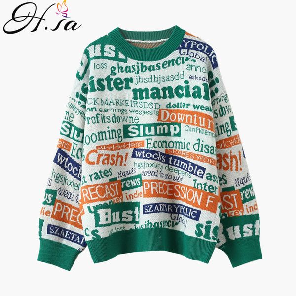 

h.sa women casual and woman winter knitting pullovers lantern sleeve short black navy pull sweater 210417, White;black