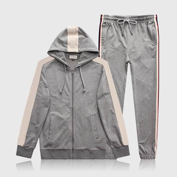 

new men's sportswear hoodies black and white autumn and winter jogging sportswear men's long-sleeved sportswear suit large size, Gray