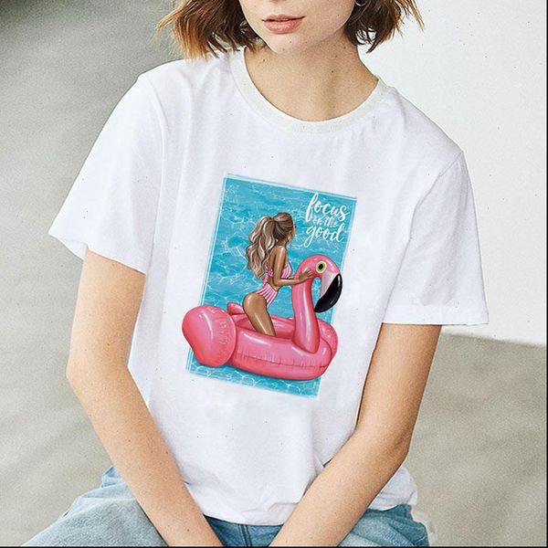 

summer women womens t shirts shirt casual girl printed round neck loose harajuku white korean style clothing