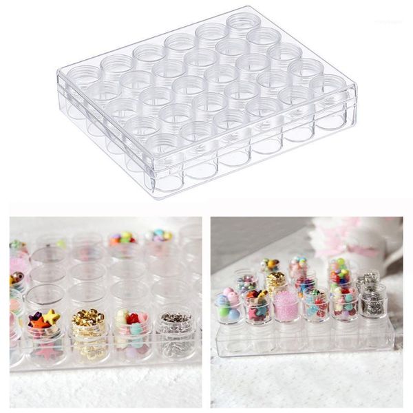 

clear plastic bead storage containers set with 30 pieces jars nail art accessory box bottles lid for diy manicure kits1
