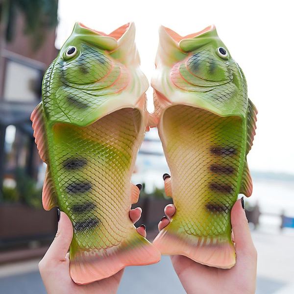 

slippers funny fish, Black