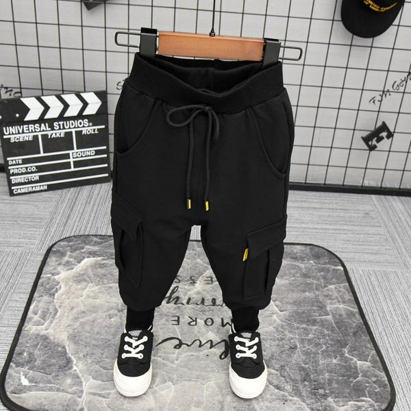 

trousers autumn boys pants fashion big pocket design kids children clothing tracksuits casual children's cargo, Blue