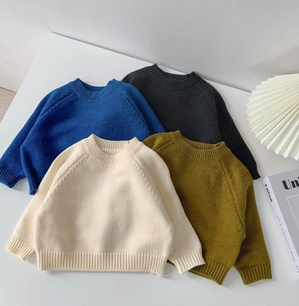 

pullover 2021 girls boys knitted sweater winter full sleeve fashion kids 1-7 years wd745, Blue