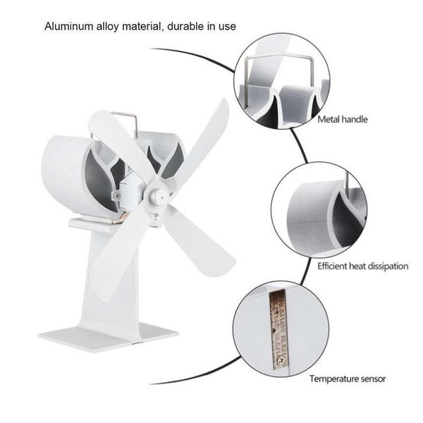 

electric fans fireplace parts 4 blades fan quiet aluminium alloy heat powered stove for home use pellet