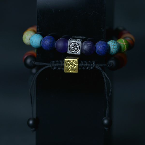 Серебряное золотое дерево жизни натуральный камень 7 йога чакра Страна браслет браслет манжеты Будда Модные украшения для женщин подарок