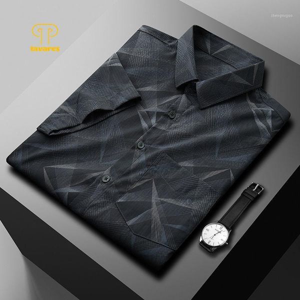 

men's dress shirts tavares men social office business collared shirt long sleeve stripe white black geometric