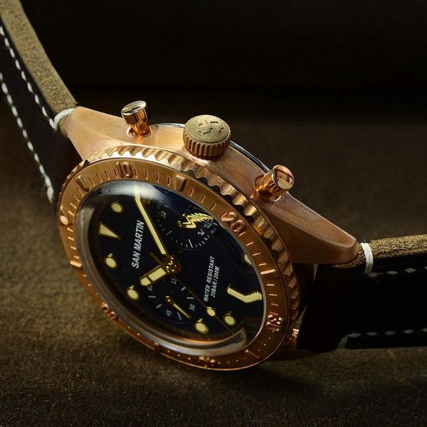 Дизайнерские часы бронзовые наручные часы Martin Шестьдесят пять автоматических дайвингов