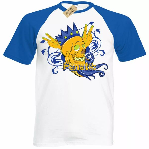 

fanatiker totenkopf krone kÃ¶nig wings t-shirt kurzÃ¤rmelig baseball, White;black