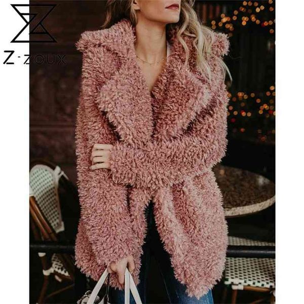 

women coat faux fur fashion imitation overcoat long sleeve loose teddy autumn winter plus size 210513, Black