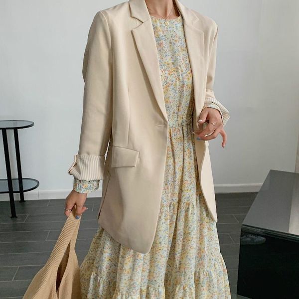 

women suit coat spring blazer jacket casual work office lady fashion pockets long sleeve slim blazers female women's suits &, White;black