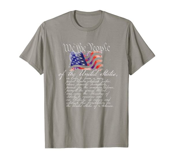 

we the people u.s. constitution patriotic t-shirt, White;black
