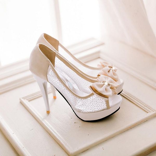 

sandals 2021 summer products women's sandals, breathable mesh, cute bowknot, high heel fish mouth shoes, size 33-43, Black