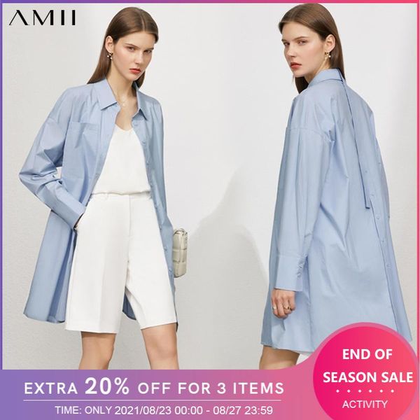 

women's blouses & shirts amii minimalism autumn for women fashion back placket bandage button up shirt office lady blouse long 1214072, White