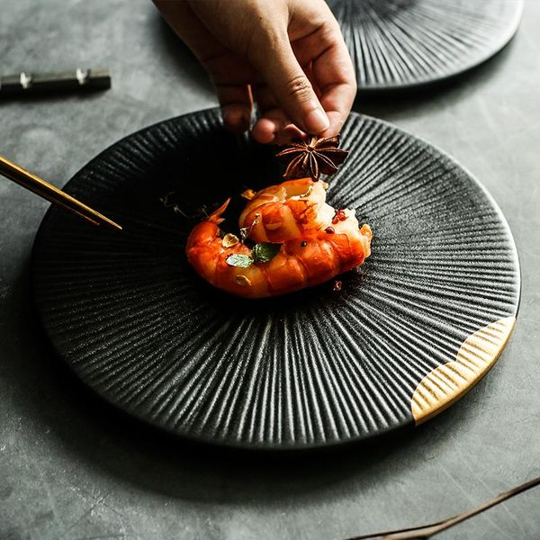 

dishes & plates ceramic black golden color tableware plate household sushi sashimi