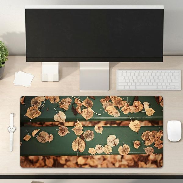 

mouse pads & wrist rests green board fallen leaves long leather desk pad office