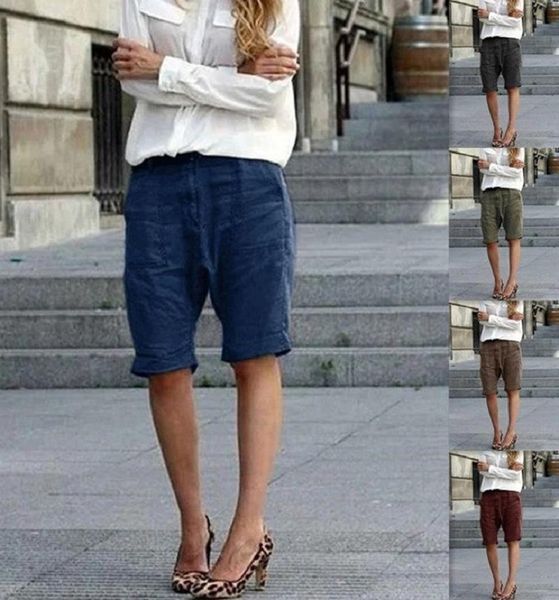 

women's shorts summer cotton line with mid waist loose wide leg for women knee length straight short female plus size 3xl, White;black