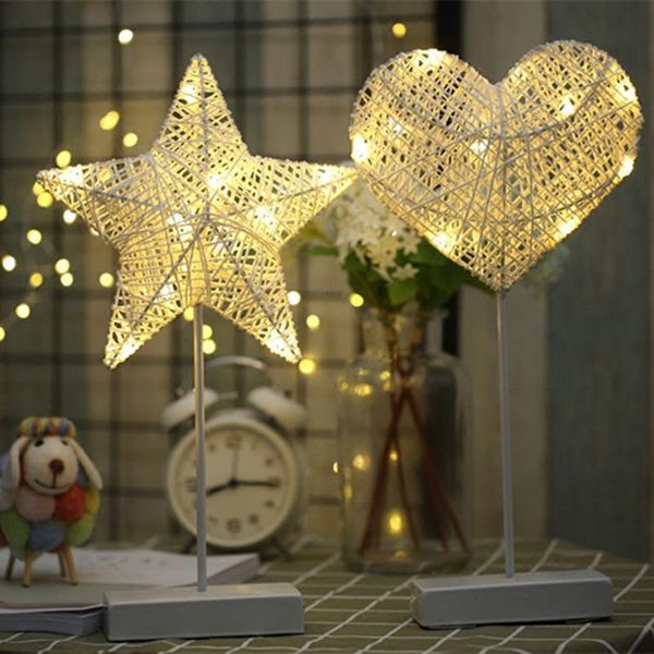 Strings Led Star Table Lamp insera menina Centro de cabeceira criativa Love Nightlight Lights de modelagem decorativa Meteor Light Christmas