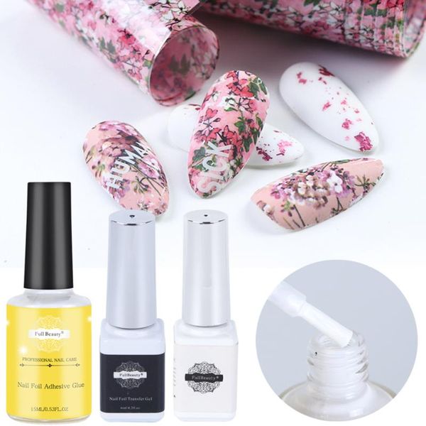 

nail glue for transfer foils sticker adhesive gel polish starry paper no need dryer print foil manicure decoration tools nl947-1, Red;pink