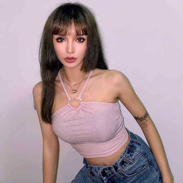 

small vest for women nightclub holiday sling cropped women's underwear base shirt t-shirt navel streetwear 210514, White