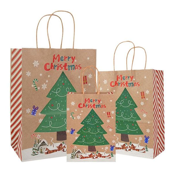 

gift wrap 33/27/21cm large christmas paper bags merry tree printed 2022 year present candy clothes packaging