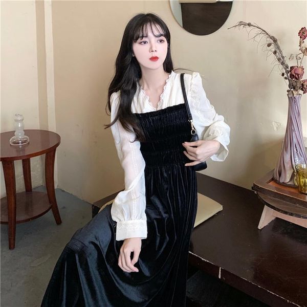 

casual dresses coigarsam japan autumn dress, Black;gray