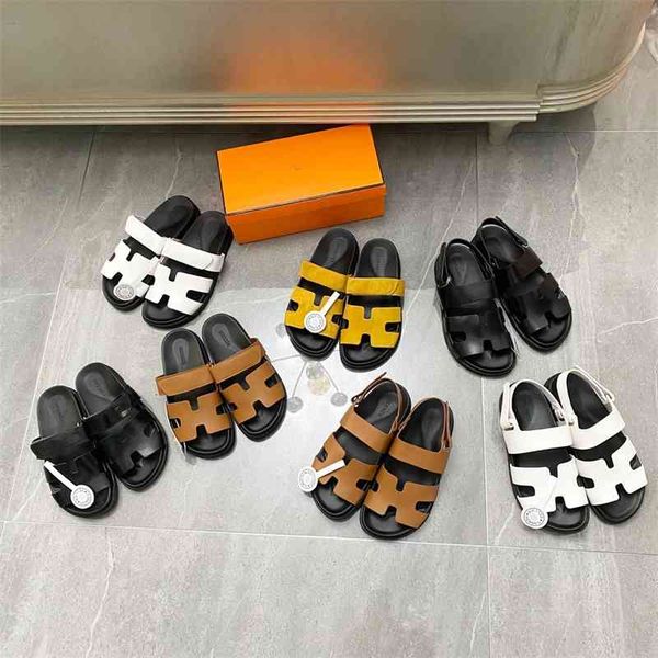 

zvu / h family two wear casual leather sandals slippers, Black