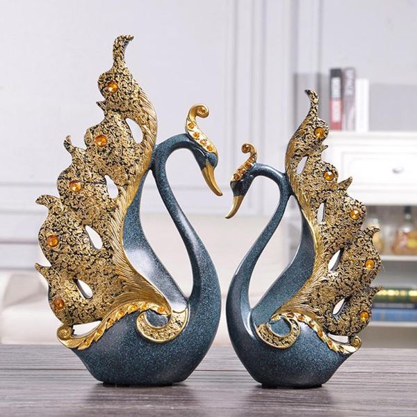 

decorative objects & figurines 2pcs couple swan figurine sculpture art craft wedding party display table decoration animal designed exquisit