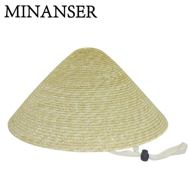 

cloches modern large brim conical natural color bamboo hat rain straw sun female women funny 2021 fashion show model t stage cap