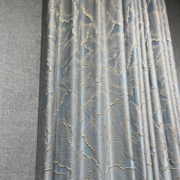 

curtain & drapes 2021 light luxury fashion blue gold leaf high-precision jacquard finished bag garment fabric