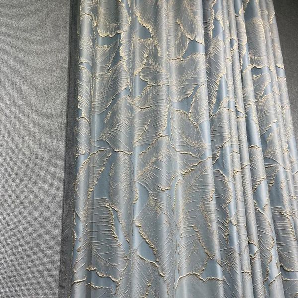 Занавес Drapes 2021 Light Luxury Fashion Blue Gold Leaf High-Precision Jacquard Готовая сумка Одежда для одежды