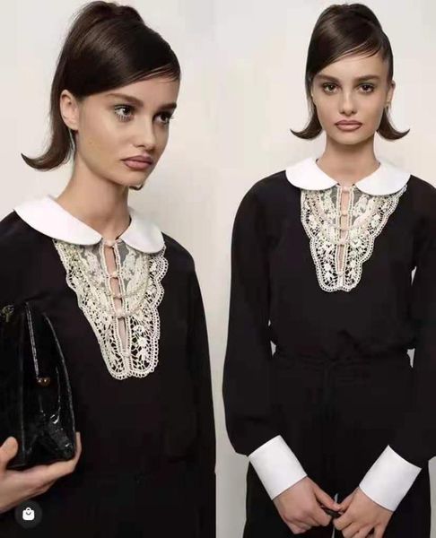 

black and white two-color casual suit jacket trousers women's two piece pants